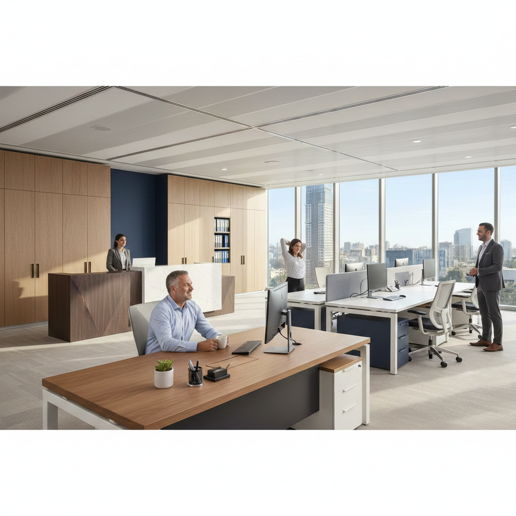 משרד עתידי נקי ומעוצב