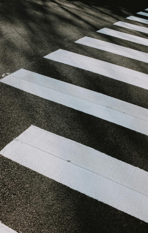 Pedestrian crosswalk from a low angle
