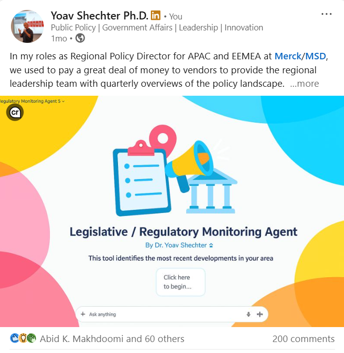 Yoav Schechter - LinkedIn Post on AI and Public Policy