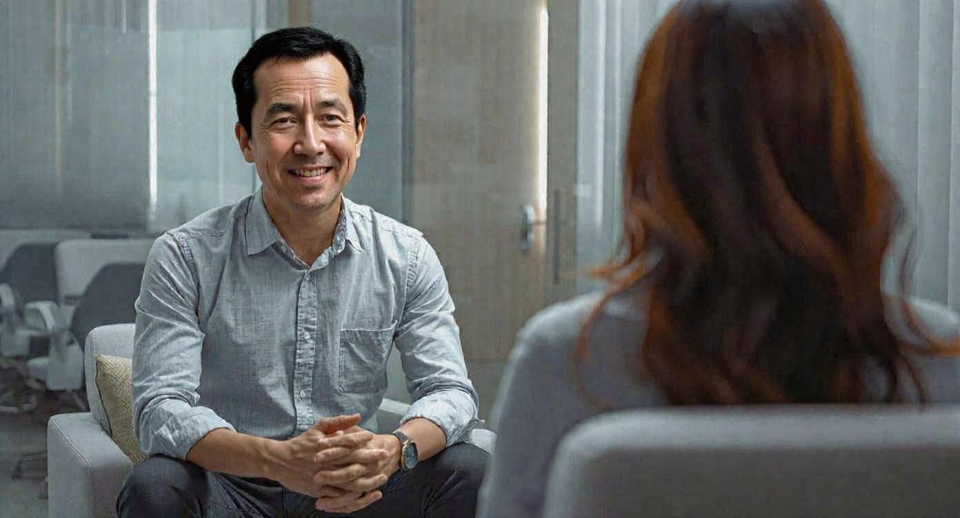 מטפל ולקוחה בקליניקה