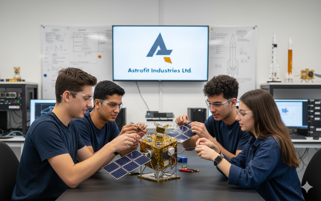 Boys and girls in a space project