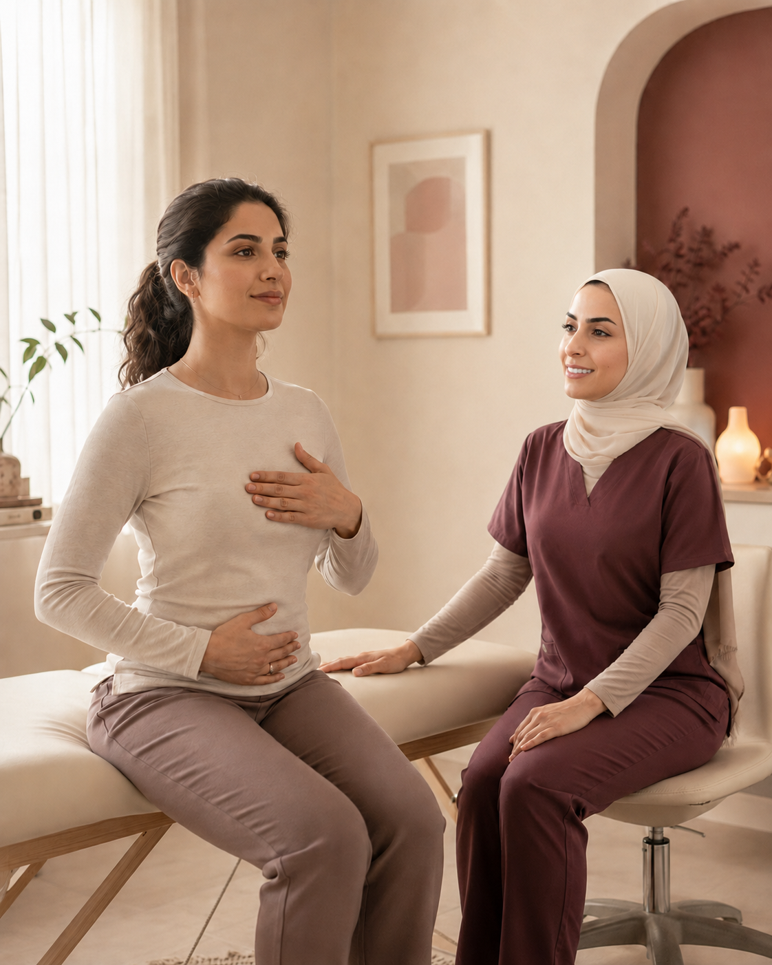 امرأة سعيدة ومرتاحة